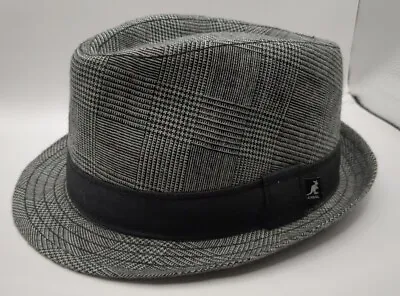 KANGOL Cockfosters Trilby Dark Charcoal Pinstriped Fedora Hat Size S/M • $19.99