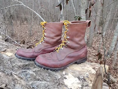 MASON Vintage Heavy Duty Leather Logger Work Boots Vibram Sole Men's Sz 11 D • $90