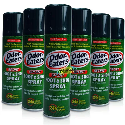 6x Odor Eaters Sport Foot & Shoe Anti Perspirant Deodorant Spray 150ml • £31.15