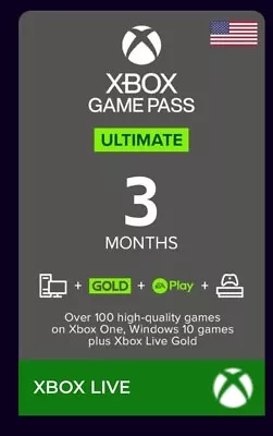 3 Months Xbox Game Pass Ultimate And Live Gold Membership • $7.50