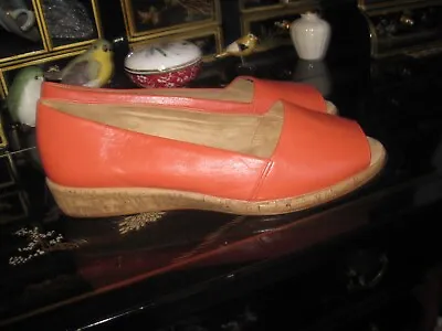 Michelle D Women's Ellena Low Wedge Shoes Size 9.5 Coral Open Toe • $19.95