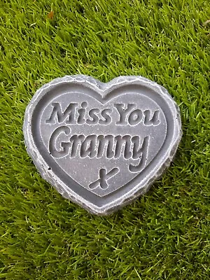 Miss You Granny-  STONE/CONCRETE Heart Memorial Plaque Garden Grave  • £6.90