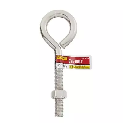 DECKMATE Eye Bolt Marine Grade Stainless Steel 1/2-13 X 6 In Includes Nut • $15.95