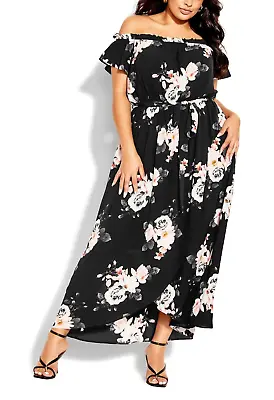 CITY CHIC Lotus Tie Maxi Dress In Black Plus Size XL/22 NWT [RRP $139.95] • $55