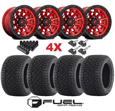 Fuel Covert Red Wheels W/ Tires Fuel Gripper Mt Mud 35 12.50 17 D695 • $2645