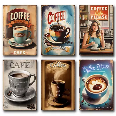 Coffee Signs Kitchen Decor Cafe Drinks Tea Prints Pictures Metal Wall Art Poster • £5.99