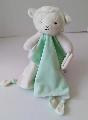 Carters White Lamb Lovey Mint Green Security Blanket Rattle Pacifier Holder • $13