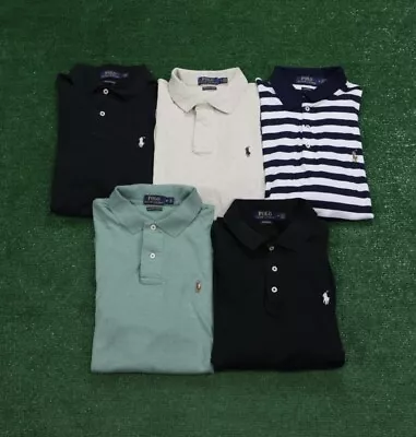 Lot Of 5 Polo Ralph Lauren Short Sleeve Pima Soft Shirt Polos Men’s Size Medium • $99.99