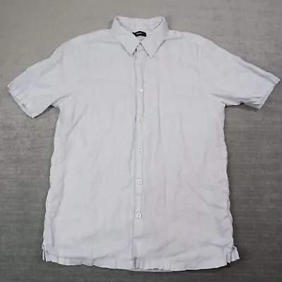 Theory Irving Shirt Mens M White Linen Button Up Short Sleeve Lightweight Resort • $28.50