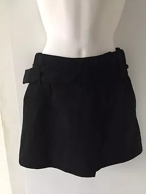 Zara Black Faux Suede High Waisted Skort Side Pockets Lined Buckle Size S #5708 • $29.99