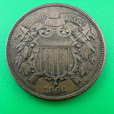 1866 TWO 2 Cent Piece US Type Coin • $22.50