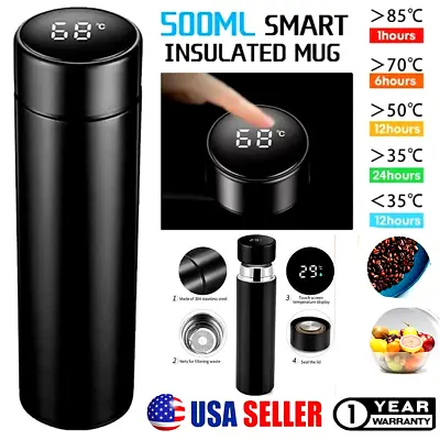 $12.47 • Buy Smart Insulated Mug Stainless Steel Vacuum Cup Thermos Bottle LED Display 500ml