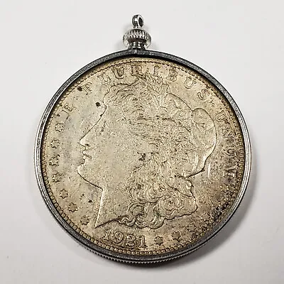 1921 $1 Morgan Silver Dollar In Bezel - SKU-F7607 • $47.45