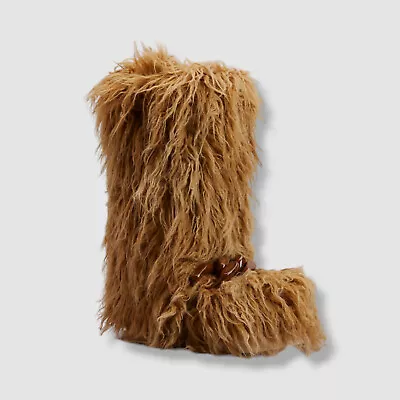 $1075 Stella McCartney Women's Brown Yeti Shaggy Faux Fur Ski Shoe Boots Size S • £331.99
