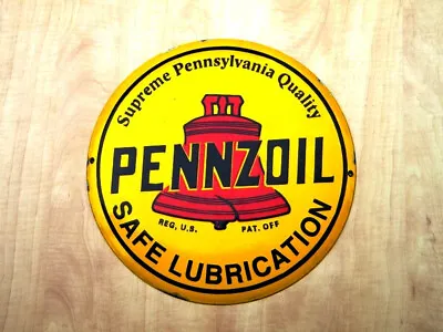 Large Vintage Pennzoil Porcelain Sign~16  Oil Safe Lubrication Gas Racing Nascar • $299