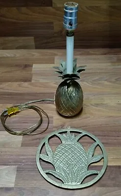 Vintage Brass Pineapple Lamp Table Desk 13 Inch Tall & 8 Inch Pineapple Trivet • $28.31