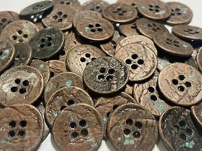 Unique Cast Metal  Wood Grain  Pattern Button Vintage Old Copper 15mm 20mm 4hole • $9.99