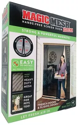 Magic Mesh Hands Free Magnetic Double Screen Door French & Sliding 75 In X 83 In • $26.99