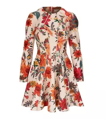 Zimmermann Ginger Fit And Flare Mini Dress | Ivory Floral Linen Long Sleeve • $449.99