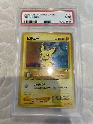 PSA 9 Pichu Japanese Neo Genesis #172 Holo Rare 1999 MINT Graded Pokemon Card • $49