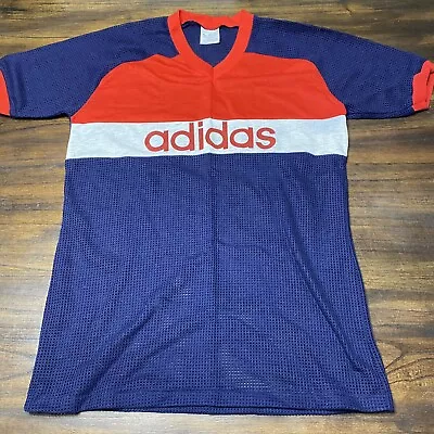 Vintage 70s 80s Adidas Mesh Shirt NEW Size Medium USA Red White Blue  • $65