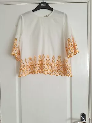 Womens Miss Selfridge White Embroidered Top-ladies Size 10 • $3.58