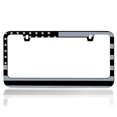 Stainless-Steel Metal Matte American USA Flag License Plate Frame Universal Fit • $13.90