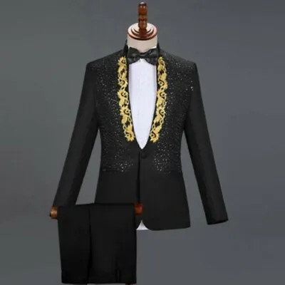 $78.23 • Buy Chic Mens Costume One Button Slim Fit Solid Korean Party Blazer+Pants 2Pcs Suits