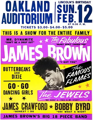 James Brown - Oakland Auditorium - 1967 - Concert Poster • $14.99