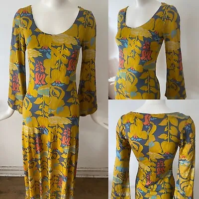 £34.99 • Buy Vtg 60s Arts Crafts Psychedelic Stretchy Maxi Dress Consortium England XS 6 34
