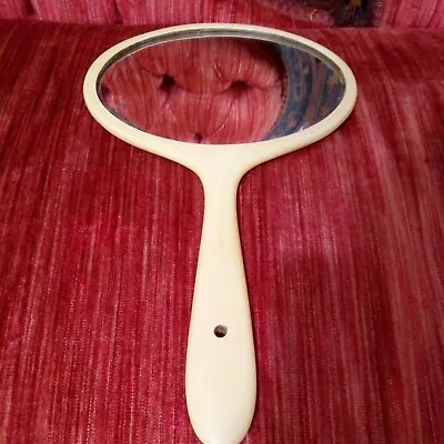 Vintage Celluloid  French Ivory  Wide Oval Hand Mirror • $29.99