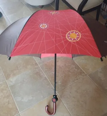 Rare Vintage Aramis Rain Umbrella Compass Theme 40in Large Brown Orange • $1.99