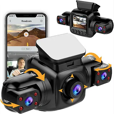 $262.90 • Buy Dash Cam Wifi Car Dvr Video Recorder Dual Lens For Front And Rear GPS 3 Cameras