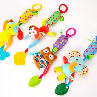 Pram Toys For Baby 0-6 Month Soft Plush Sensory Hanging Toy With Rattles Teether • £8.50