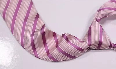 Salvatore Ferragamo Pink/Purple Striped Jacquard Silk Necktie Tie • $25