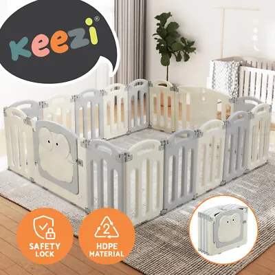 Keezi Baby Playpen 16 Panels Foldable Toddler Fence Safety Play Activity Centre • $127.95