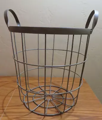 Tall 10  Metal French Metal Wire Basket Gray Decorative Harvest Vegetable • $21.24