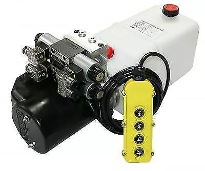 Flowfit 12V DC Double Acting Double Solenoid Hydraulic Power Pack 8L Tank ZZ0042 • £461.19