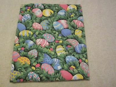 Vtg  Bright Easter Eggs Cotton Print Rectangle Tablecloth 60  X 94  Home Sewn • $28.88