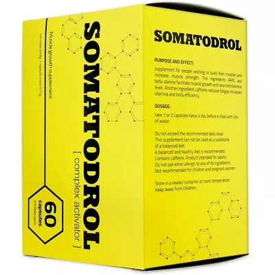 SOMATODROL 60 Caps TESTOSTERONE HORMONE BOOSTER STRENGTH LEAN MUSCLE BUILDER • $20.80