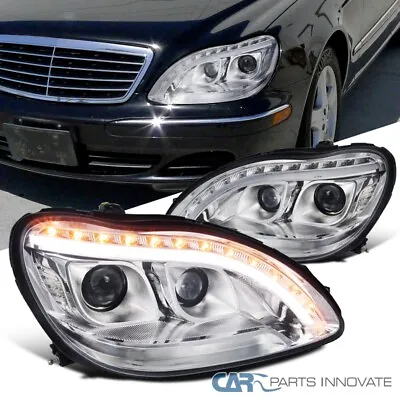 Fit 98-06 Benz W220 S320 Dual Projector Headlights W/LED Signal Strip Left+Right • $278.06