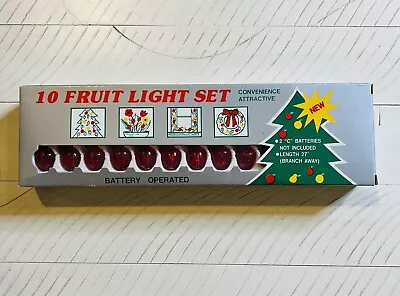 NOS- 10 Fruit Light Set Battery Oper. - Mini Apples With Tiny Green Leaf • $8