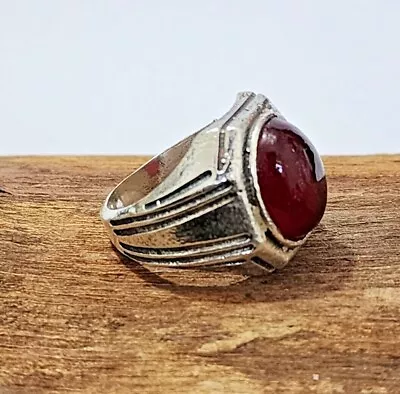 Solid 925 Silver Natural Red Garnet Gemstone Handmade Partywear Men's Ring S296 • $13.59