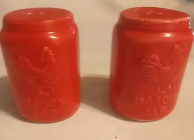 Vintage Salt Pepper Red Mason Jar Shaker 3  Tall • $7.99