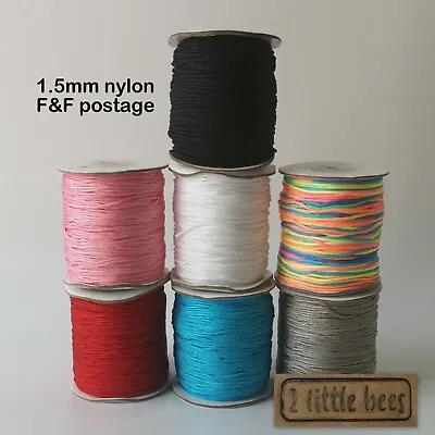 Nylon Cord Jewellery 1.5mm Craft String Thread Beading Trimming Sewing Necklace • £1.75