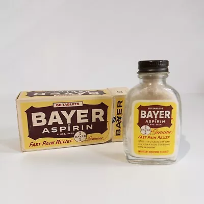 Vintage Bayer Aspirin Glass Bottle With Metal Top NEW - FULL • $19.54