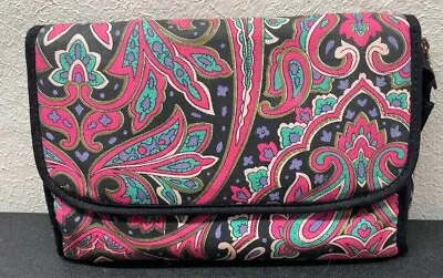 Vintage MARY KAY Paisley Black Pink Makeup Travel Bag With Built In Mirror  • $12