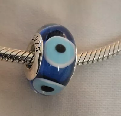 $17.99 • Buy 🔅 Authentic Sterling Silver S925  Protection Evil Eye Murano Charm 