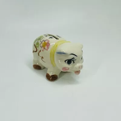 Vintage Ceramic Hand Painted 2  Piggy Bank -  A Dime They Say  Japan (SH3) • $14.99