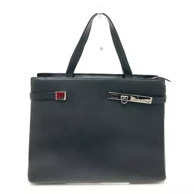 SALVATORE FERRAGAMO Gancini Formal Bag Fashion Accessory Hand Bag Leather Black • $445.50